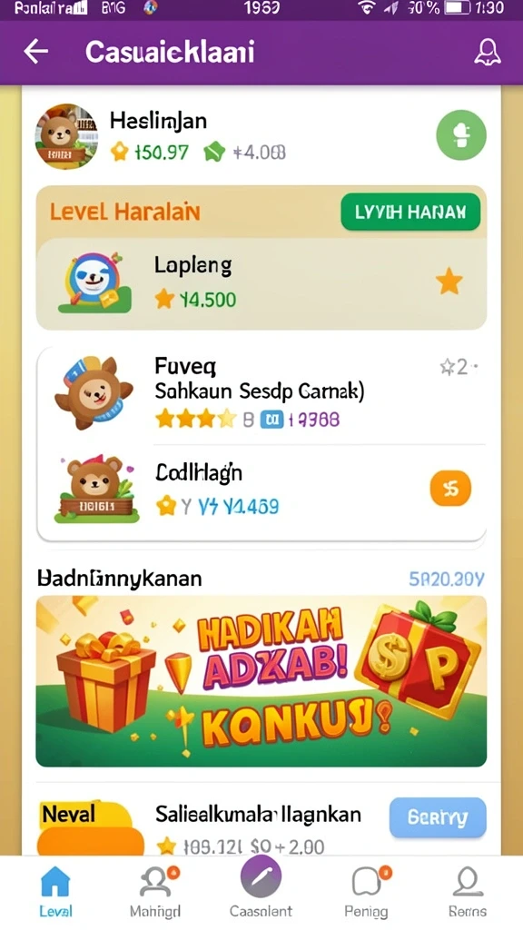 Tampilan level dengan tantangan yang menantang.