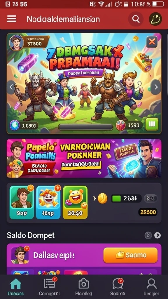 Screenshot interaksi sosial antar pemain di dalam aplikasi.