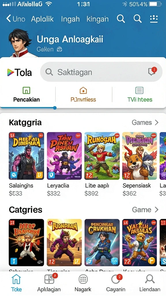 Koleksi berbagai permainan menarik dan beragam.