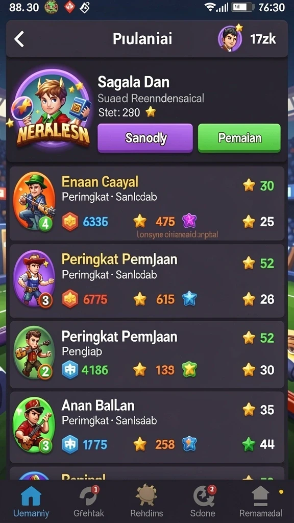 Screenshot menunjukkan fitur kustomisasi karakter yang beragam.